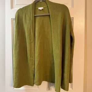 J.Jill Olive Green Open Front Cardigan | Cotton Blend | Size Medium